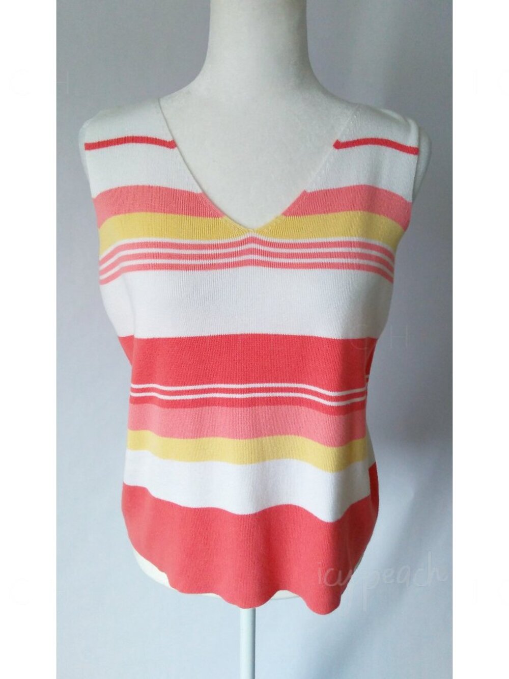Emma James Sleeveless Sweater Medium Vintage 90s Striped Shell Lagenlook Preppy